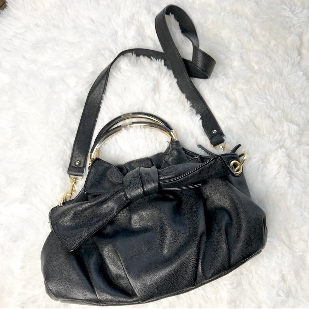 Lulu Guinness black leather bow purse